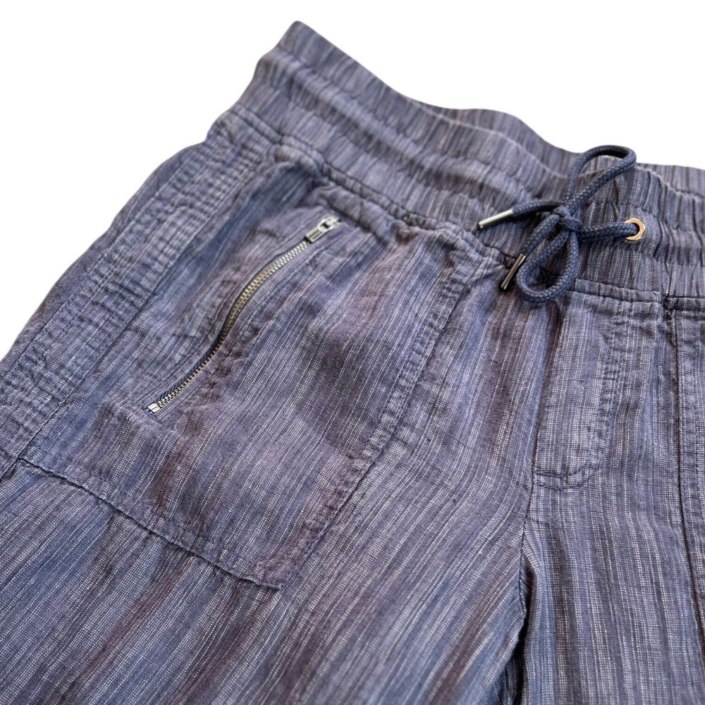 Athleta Cabo Linen Textured Wide Leg Pant Sz 6 Rain Dance Jacquard Weave 657680 - Picture 6 of 13